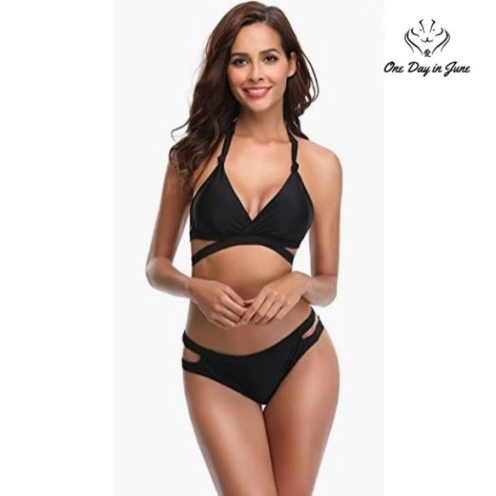 Shekini Women's Criss Cross Halter Bandage Bikini Size XL